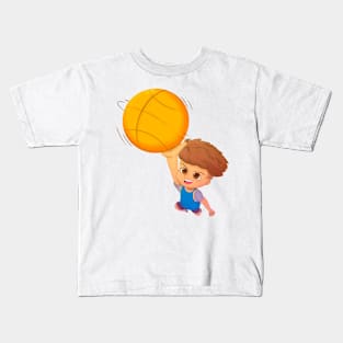 Basketball boy making a basket Kids T-Shirt